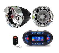 Altoparlante Stereo Audio per Moto Bluetooth Scooter Radio FM Subwoofer Impermeabile Display MP3 Scheda di Memoria USB Ad Alto Volume Telecomando,Black