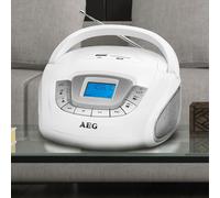 Altoparlante Stereo USB SD Radio Sveglia Orologio Alimentatore AEG SR 4373 weiss