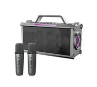 Altoparlante Wireless con 2 Microfoni, Subwoofer Portatile Ad Alta Potenza per Esterni con Volume Elevato, Sistema Karaoke Domestico