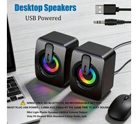 Altoparlanti da scrivania Mini PC RGB cablati, senza Bluetooth senza batteria, alimentati via USB + altoparlante cablato AUX 3,5 mm, volume massimo limitato, piccolo altoparlante audio da gaming per l