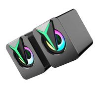Altoparlanti doppi da gioco con cavo USB, con luci RGB, subwoofer per bassi pesanti, suono stereo compatto e coinvolgente per desktop e laptop