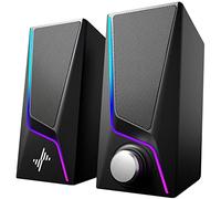 Altoparlanti per computer, altoparlanti RGB per PC con 6 modalità LED colorate, altoparlanti per computer alimentati tramite USB per desktop con 2 porte Bass-Boost, 2 unità altoparlanti e cavo Aux-in