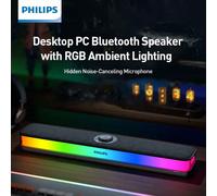 Altoparlanti per computer PHILIPS per PC desktop, altoparlanti per PC con luce RGB dinamica, soundbar per computer, altoparlanti da gioco alimentati tramite Type-C per desktop, laptop, tablet neroABS