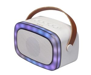 Altoparlanti portatili wireless Bluetooth Denver con illuminazione LED multicolore da 10 W, bianchi