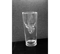 Altopiano Mucca Incisione Pinta Vetro & Rustico Ardesia Sottobicchiere Set