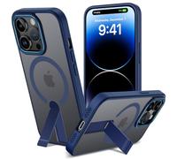 ALTORICO Cover per iPhone 14 Pro Compatible avec MagSafe con Cavalletto, Magnetica Custodia con Supporto Regolabile Integrato Integrato Traslucido Posteriore Sottile Antiurto Case, Blu