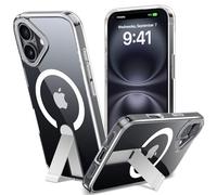 ALTORICO Cover per iPhone 16 Compatible avec MagSafe con Cavalletto, Magnetica Custodia con Supporto Regolabile Integrato Integrato Trasparente Posteriore Sottile Antiurto Case, Trasparente
