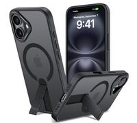 ALTORICO Cover per iPhone 16 Compatible avec MagSafe con Cavalletto, Magnetica Custodia con Supporto Regolabile Integrato Integrato Traslucido Posteriore Sottile Antiurto Case, Nero