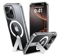 ALTORICO Cover per iPhone 16 Pro Compatible avec MagSafe con Cavalletto, Magnetica Custodia con Supporto Regolabile Integrato Integrato Trasparente Posteriore Sottile Antiurto Case, Trasparente