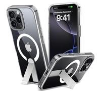 ALTORICO Cover per iPhone 16 Pro Max Compatible avec MagSafe con Cavalletto, Magnetica Custodia con Supporto Regolabile Integrato Integrato Trasparente Posteriore Sottile Antiurto Case, Trasparente