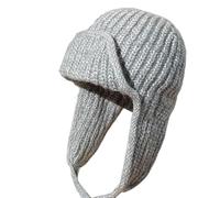 Altsuceser Cappello invernale, cappello a secchiello con protezione per le orecchie, cappello a secchiello lavorato a maglia, cappello da pescatore, Grigio, Etichettalia unica