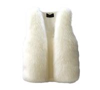 Altsuceser Gilet d'inverno in pelliccia sintetica per donna - Cappotto in pelliccia sintetica - Giacca avvolgente - Scialle - Giacca senza maniche in pelliccia, Bianco, 58