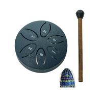 Altsuceser Tamburo per lingua in acciaio, 7,6 cm, 6 note, per esterni, giardino, pioggia, mini chakra, piccolo tamburo etereo con martelletto, per yoga zen, blu navy