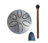 Altsuceser Tamburo per lingua in acciaio, 7,6 cm, 6 note, per esterni, giardino, pioggia, mini chakra, piccolo tamburo etereo con martelletto, per yoga zen, argento