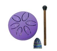 Altsuceser Tamburo per lingua in acciaio, 7,6 cm, 6 note, per esterni, giardino, pioggia, mini chakra, piccolo tamburo etereo con martelletto, per yoga zen, viola