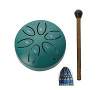 Altsuceser Tamburo per lingua in acciaio da 7,6 cm, 6 note, per esterni, giardino, pioggia, mini chakra, piccolo tamburo etereo con martelletto, per yoga zen, verde