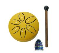Altsuceser Tamburo per lingua in acciaio da 7,6 cm, 6 note, per esterni, giardino, pioggia, mini chakra, piccolo tamburo etereo con martelletto, per yoga zen, dorato