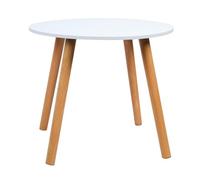 Altsuceser Tavolo da pranzo rotondo bianco minimalista, tavolo da pranzo moderno secolo con superficie liscia, scrivania rotonda in legno massello per piccoli spazi cucina soggiorno bianco