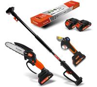 Altuna Kit di Potatura a Batteria in Titanio - Motosega a Batteria + Forbici da Potatura Elettriche + Asta Telescopica per Potatura in Altezza Fino a 3,7 Metri - Include 2 Batterie