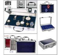 ALU Valigetta Orologi Classico Argento 12 scomparti Blu Safe 265 280x200x80