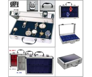 ALU Valigetta Orologi Classico Argento 12 scomparti Blu Safe 265 280x200x80