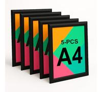 Aluanz Cornice per Poster A4 Nero - Set da 5 - Cornice Intercambiabile con Pellicola Antiriflesso, Profilo per Poster da Montare a Parete, Cornice a Scatto Verticale e Orizzontale - 210 x 297 mm