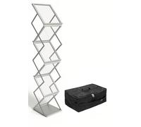 Aluanz Espositore Pieghevole DIN A4 con Borsa da Trasporto - Supporto da Esposizione in Acrilico, Perfetto come Porta Dépliant, Porta Brochure, Porta Riviste e Porta Menù - 38x26x145 cm