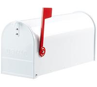 ALUBOX Cassetta Posta Americana 22X17X48 Cm Cassetta Postale In Lamiera Zincata Cassetta Postale Da Esterno Formato Rivista Con Bandierina (BIANCO)