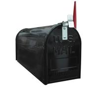 ALUBOX Cassetta Posta Americana 22X17X48 Cm Cassetta Postale In Lamiera Zincata Cassetta Postale Da Esterno Formato Rivista Con Bandierina (NERO)
