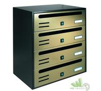 ALUBOX CASSETTA POSTALE BLOCCHIERA POSTA ORIZZONTALE 4 POSTI ORO 38,5x25x43h