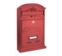 ALUBOX Cassetta Postale Da Esterno 42X27X8,5 Cm Cassetta Posta Alluminio Pressofuso Cassetta Lettere Serratura In Ottone Apertura A Vasistas Impermeabile Formato Rivista (ROSSO)