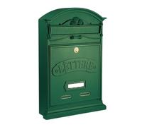 ALUBOX Cassetta Postale Da Esterno 42X27X8,5 Cm Cassetta Posta Alluminio Pressofuso Cassetta Lettere Serratura In Ottone Apertura A Vasistas Impermeabile Formato Rivista (VERDE)