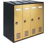 ALUBOX CUBO Cassette Postali Condominiali 4 Posti 38,5X43X25 Cm In Lamiera Zincata Cassetta Postale Condominiale Verticale Da Interno Ed Esterno Protetto (ANTRACITE E SPORTELLI ORO)