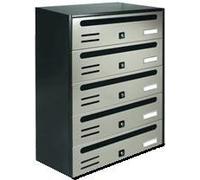 ALUBOX CUBO Cassette Postali Condominiali 5 Posti 63X38,5X25 Cm In Lamiera Zincata Cassetta Postale Condominiale Orizzontale Da Esterno E Interno Protetto (ANTRACITE E SPORTELLI INOX SPECCHIATO)