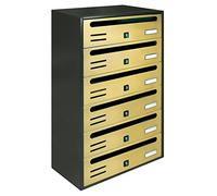 CASSETTA POSTALE CONDOMINIO ORIZZONT. MOD. CUBO COLOR GHISA E ORO 6 POSTI -C6RO