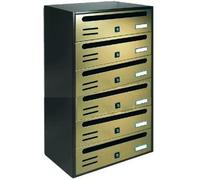 ALUBOX CUBO Cassette Postali Condominiali 6 Posti 63X38,5X25 Cm In Lamiera Zincata Cassetta Postale Condominiale Orizzontale Da Esterno E Interno Protetto (ANTRACITE E SPORTELLI BRONZO)