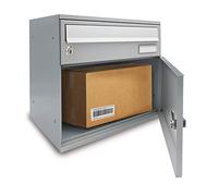 ALUBOX EASYBOX Cassetta Posta Con Vano Portapacchi Con Serratura Pblock Cassetta Postale Da Esterno 33X40X27 Cm In Lamiera Zincata E Sportello In Profilato Di Alluminio Personalizzabile (ARGENTO)