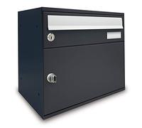 ALUBOX EASYBOX Cassetta Posta Con Vano Portapacchi Con Serratura Pblock Cassetta Postale Da Esterno 33X40X27 Cm In Lamiera Zincata E Sportello In Profilato Di Alluminio Personalizzabile (ANTRACITE)