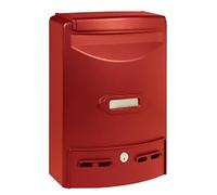 ALUBOX EUROPA MAXI Cassetta Postale Da Esterno 39X29X10 Cm Cassetta Posta In Alluminio Pressofuso Cassetta Lettere Completa Di Portanome Impermeabile Formato Rivista (ROSSO)