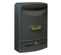 ALUBOX EUROPA MAXI Cassetta Postale Da Esterno 39X29X10 Cm Cassetta Posta In Alluminio Pressofuso Cassetta Lettere Completa Di Portanome Impermeabile Formato Rivista (ANTRACITE)