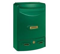 ALUBOX EUROPA MAXI Cassetta Postale Da Esterno 39X29X10 Cm Cassetta Posta In Alluminio Pressofuso Cassetta Lettere Completa Di Portanome Impermeabile Formato Rivista (VERDE)