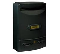 ALUBOX EUROPA MAXI Cassetta Postale Da Esterno 39X29X10 Cm Cassetta Posta In Alluminio Pressofuso Cassetta Lettere Completa Di Portanome Impermeabile Formato Rivista (NERO)