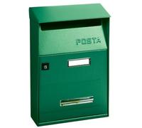 ALUBOX FT Cassetta Postale Da Esterno 32,5X22X11 Cm Cassetta Posta Con Tettuccio Superiore Cassetta Lettere Prelievo Frontale Cassetta Della Posta Formato Lettera (VERDE)