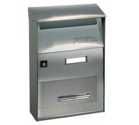 ALUBOX FT Cassetta Postale Da Esterno 32,5X22X11 Cm Cassetta Posta Con Tettuccio Superiore Cassetta Lettere Prelievo Frontale Cassetta Della Posta Formato Lettera (ARGENTO)