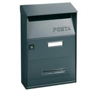 ALUBOX FT Cassetta Postale Da Esterno 32,5X22X11 Cm Cassetta Posta Con Tettuccio Superiore Cassetta Lettere Prelievo Frontale Cassetta Della Posta Formato Lettera (ANTRACITE)