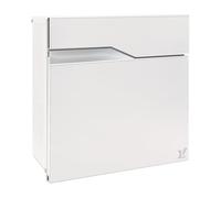 ALUBOX NETTUNO Cassetta Postale Da Esterno Moderna Con VANO XL PER PACCHI DI PICCOLE E MEDIE DIMENSIONI 37x37x11 CM Cassetta Posta Con Portanome da Incedere (BIANCA)