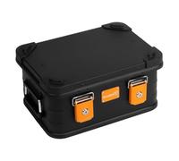 Alubox Scatola in alluminio con serratura E18B, in alluminio, 18 litri, coperchio con angoli impilabili in alluminio pressofuso e guarnizione in gomma, con serrature, laccato nero