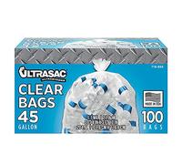 Aluf Plastics 719956 Ultrasac Heavy Duty Professional Quality Recycling Trash bag, 45 Gallon Capacity, 116,8 cm lunghezza x 101,6 cm larghezza, Clear (case of 100)