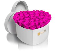 Aluisi Fiori - Cuore Rose Fucsia Stabilizzate - Flower Box Bianca - Simbolo di Seduzione e Intelligenza