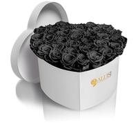 Aluisi Fiori - Cuore Rose Nere Stabilizzate - Flower Box Bianca - Simbolo di Mistero ed Eleganza